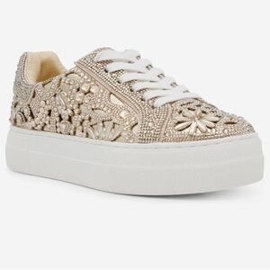 Betsey Johnson Gold Embellished Sneakers
